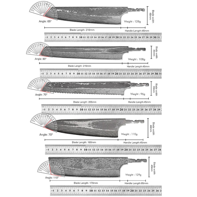 DIY Damascus Steel Chef Knife Blade - Full Tang Japanese Kitchen Tool
