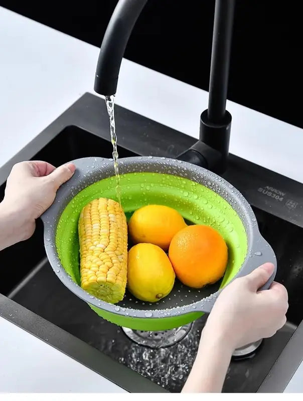 Single-Piece Collapsible Silicone Strainer - Multi-Purpose Kitchen Colander