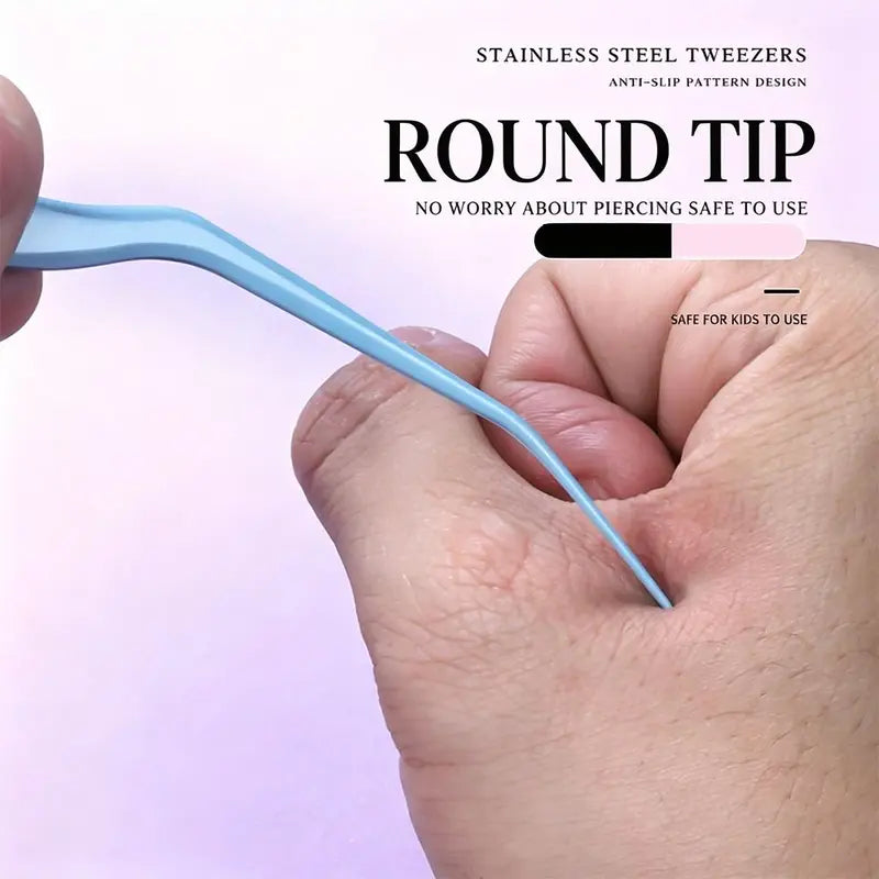 Stainless Steel Bead Picking Tweezers Anti-Static Precision 2.6mm for False Eyelash Application