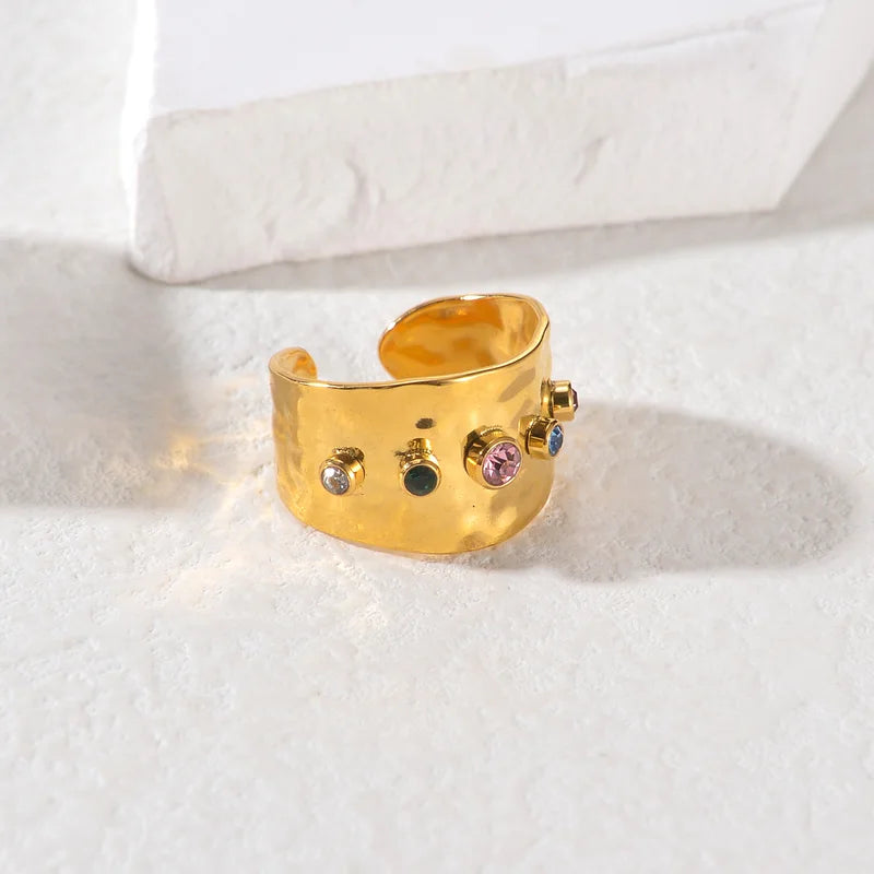 Colorful Stainless Steel Ring for Women - Gold Plated Wedding & Couple Jewelry