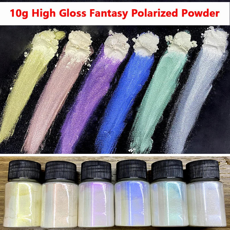 6Pcs Aurora Mermaid Nail Art Powder Set High-Gloss Pearl Chrome Pigment for Manicure