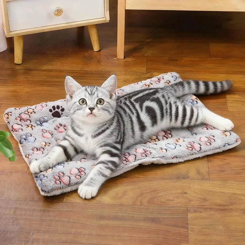 Portable Pet Bed Mat for Dogs & Cats Plush Washable Sofa Cushion Travel Blanket