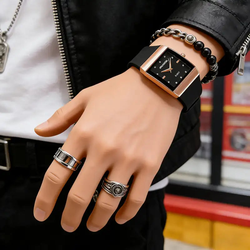 Unisex Quartz Watches with Square Dial - Fashionable Luxurious Timepieces