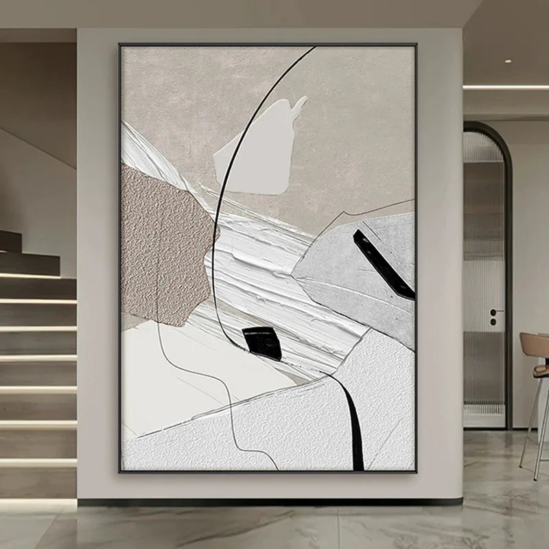 Abstract Oil Painting on Canvas - Hand-Painted Modern Minimalist Wall Art for Home Decor