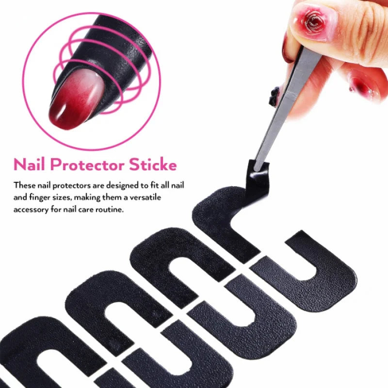 Nail Art Anti-Spill Stickers U-Shape Finger Edge Protectors for Nail Polish & Gel
