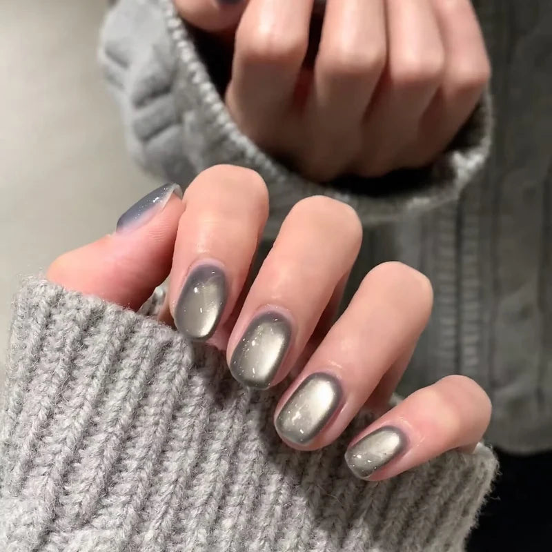 Smoky Ash Cat Eye Gel Nail Polish 10ML - Sparkling Grey Tone, Flattering & Trendy