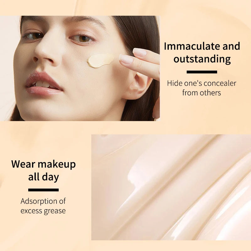 Waterproof CC Cream Foundation with SPF 50+ - Long-Lasting Moisturizing Concealer & Brightening Primer