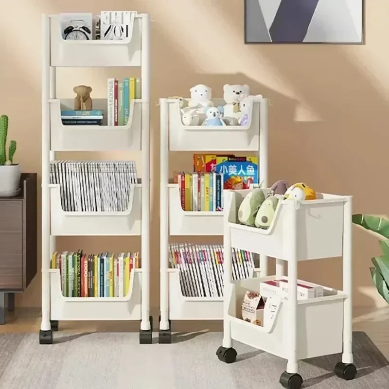Multi-Functional Plastic Rolling Utility Cart with Wheels for Kitchen Bathroom Living Room Office