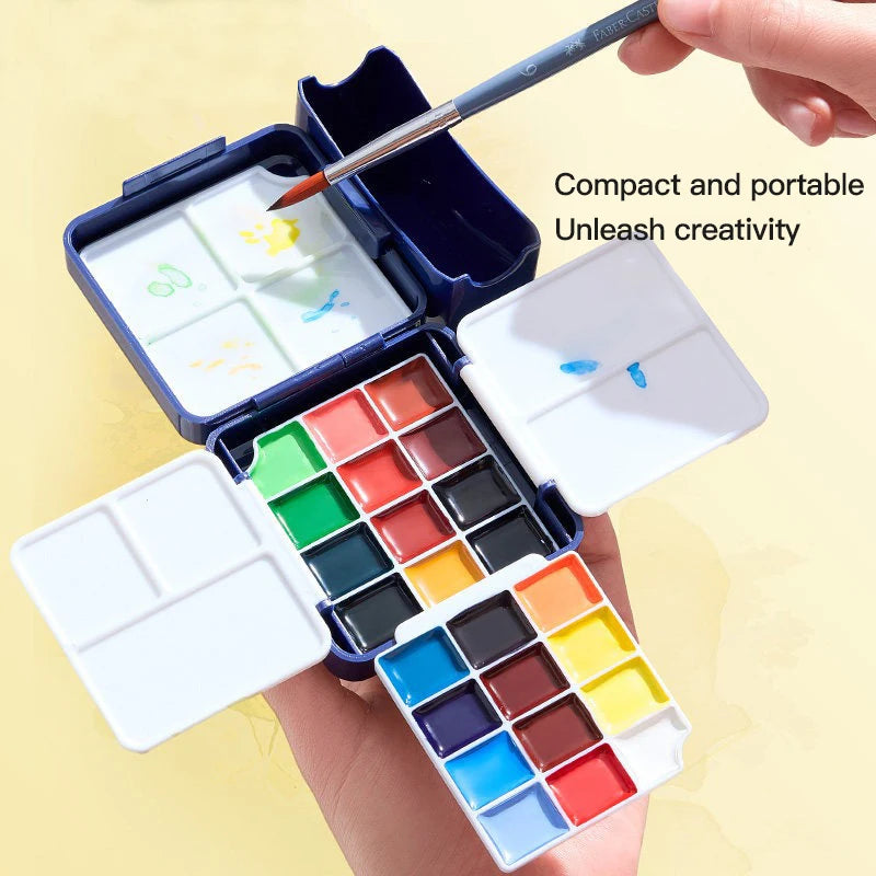 Watercolor Paint Set 24 Colors Travel Pocket Kit for Outdoor Painting