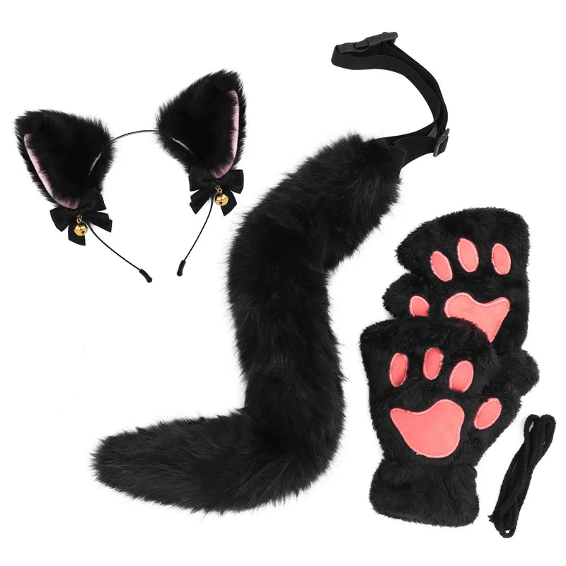 Halloween Cat Costume Set for Girls with Headband, Tail, Gloves - Multiple Colors