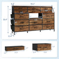 14-Drawer Storage Dresser & TV Stand with Shelves - Wide Fabric & Wood Chest for Bedroom & Living Room