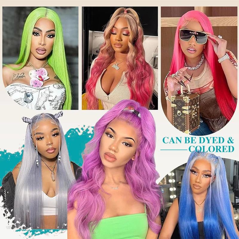 Full Lace Front Wigs 13x4 13x6 HD Transparent Lace Human Hair Wig Blonde Straight 46 Inches