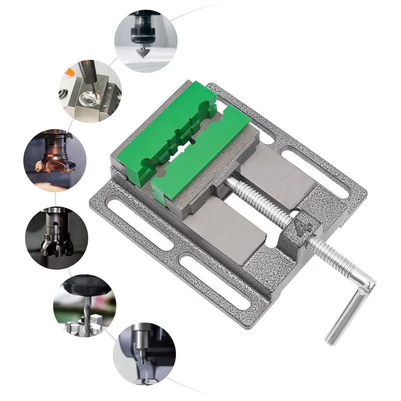 4-inch Drill Press Vise Cast Iron Steel Clamp with Non-Slip Sawtooth Jaws