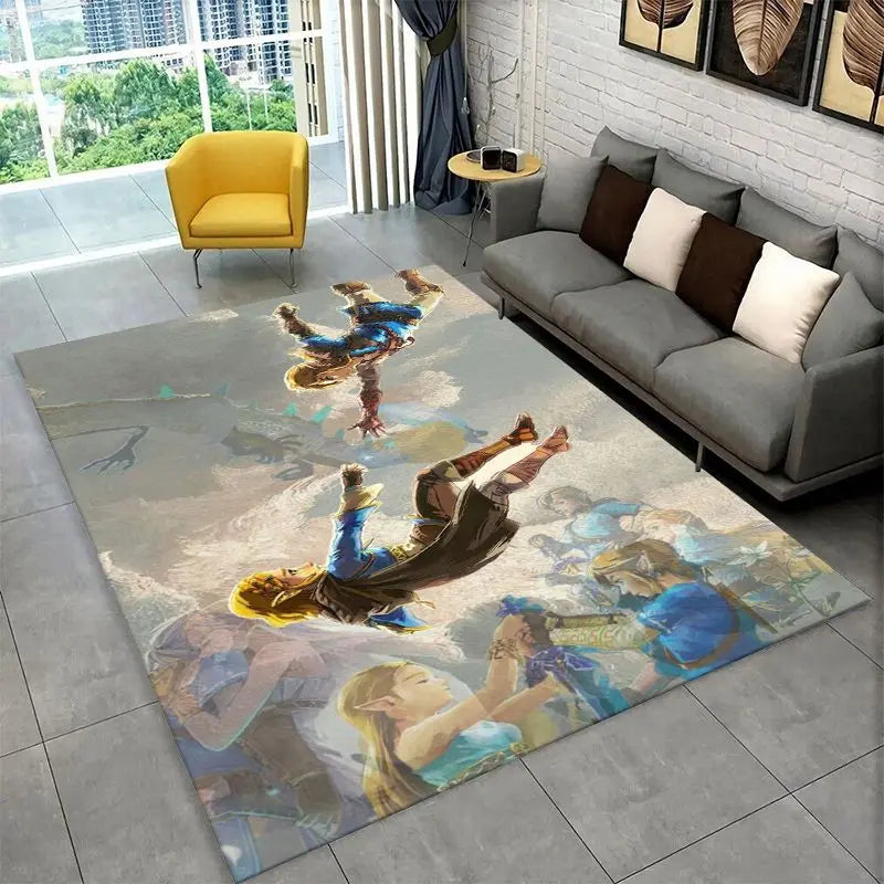 Non-Slip Cartoon Game Rug for Living Room Bedroom Playroom - Soft Floor Mat
