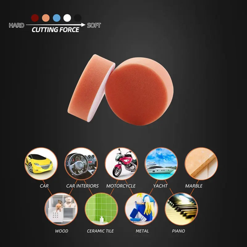 Car Polishing Pad Kit 25 Pcs 3-Inch Foam Buffing & Wax Applicator Pads