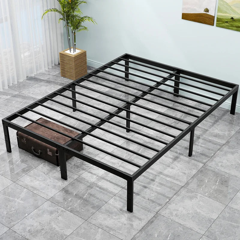 Metal Platform Bed Frame with Storage Space - Heavy Duty Steel Slat Support