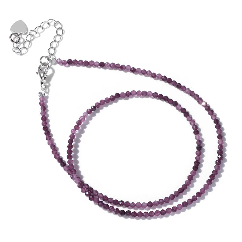 Natural Crystal Beads Necklace 2mm Tiger Eye & Black Spinel Jewelry for Women Men