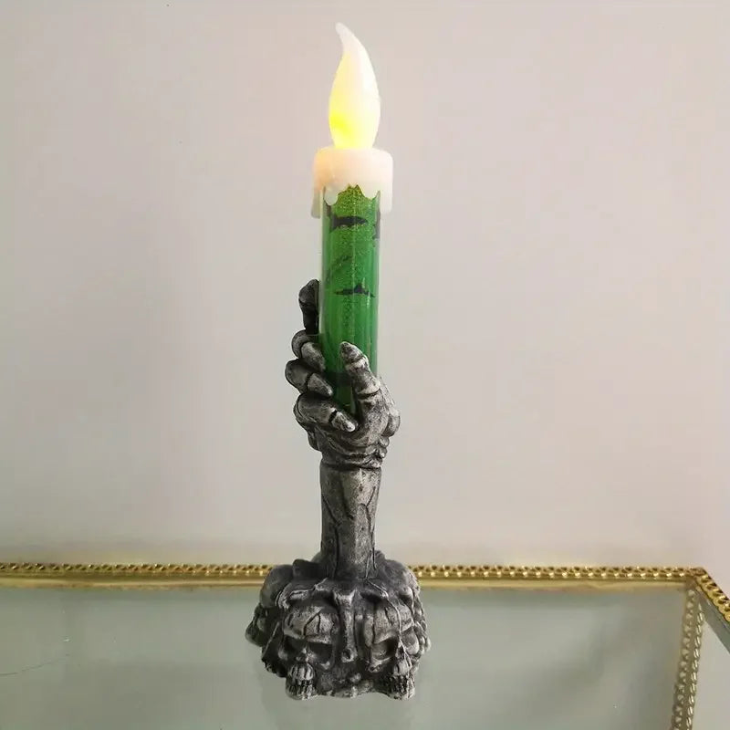 Halloween LED Candles Skeleton Ghost Hands - Haunted House Decor, 15cm Tall