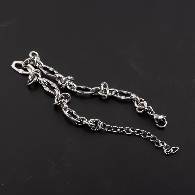 Titanium Steel Bracelet for Men Women Irregular Chain Link Jewelry Adjustable Trendy