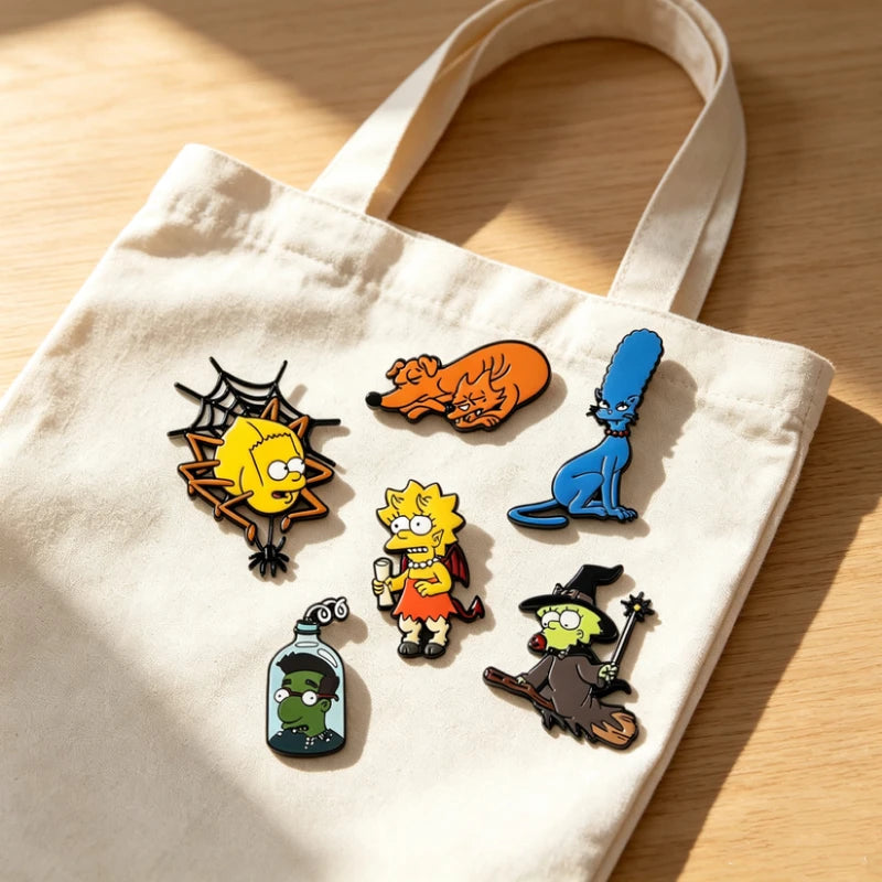 6/12 PCS Cartoon Enamel Pins Set with Homer J Simpson Badge Cute Jewelry Gift