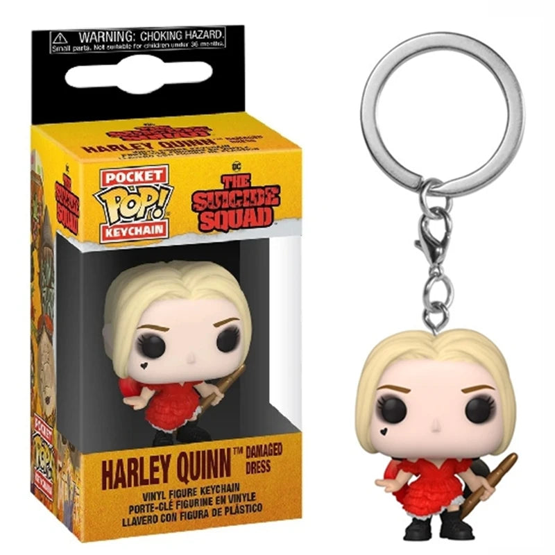 Funko Pop Suicide Squad Joker Harley Quinn King Shark Keychain Action Figure Toy Collection