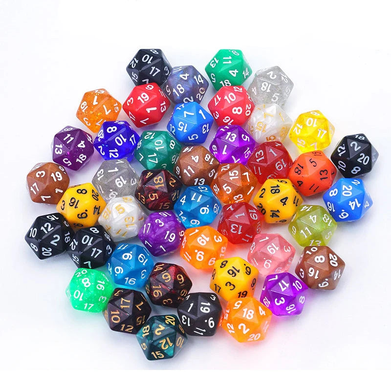 10PCS Acrylic D20 Polyhedral Dice Set for Math Learning & Party Favors