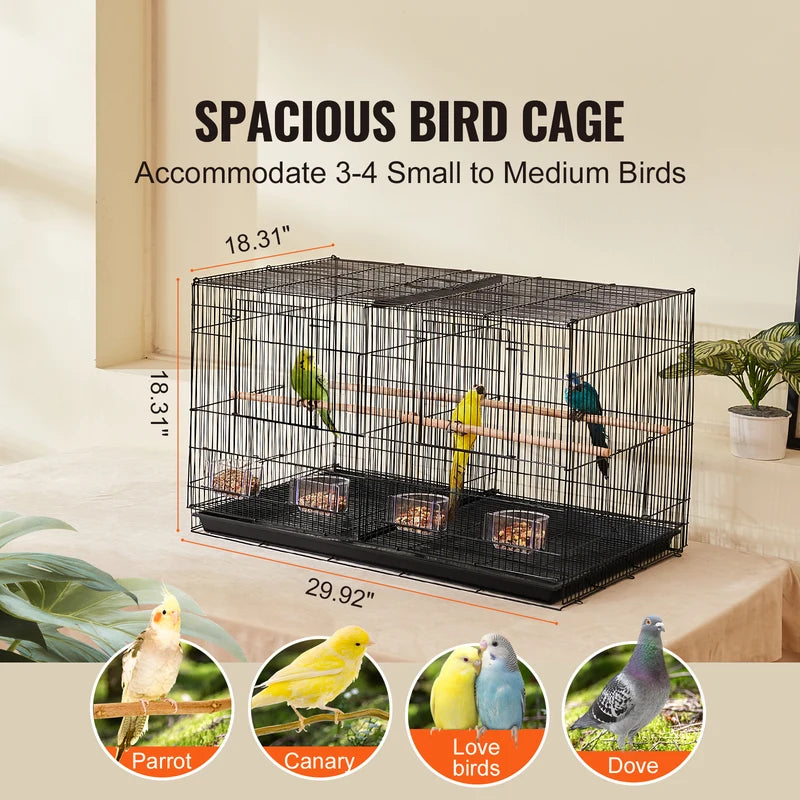 Stackable Bird Cage with Divider - Small Animal Pet Travel Enclosure, Removable Perches & Easy Clean Tray