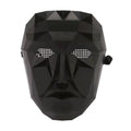Futuristic Geometric Party Mask Black Tech Style with Breathable Mesh Eyes and Mouth for Halloween Cosplay