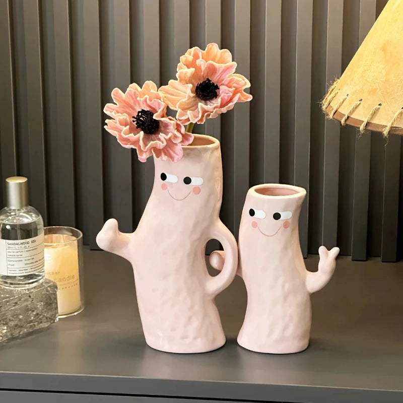 Ceramic Vase with Niche Design for Flower Arrangements - Home Decor Accent