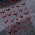 Halloween Red Bat Nail Art Stickers for French Design DIY Embossed Glitter Decals