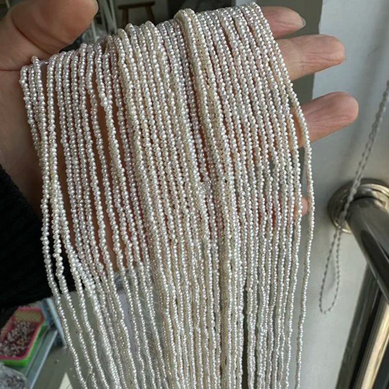 Natural Freshwater Pearl Beads 1.8-2mm Small Round Jewelry Making Supplies
