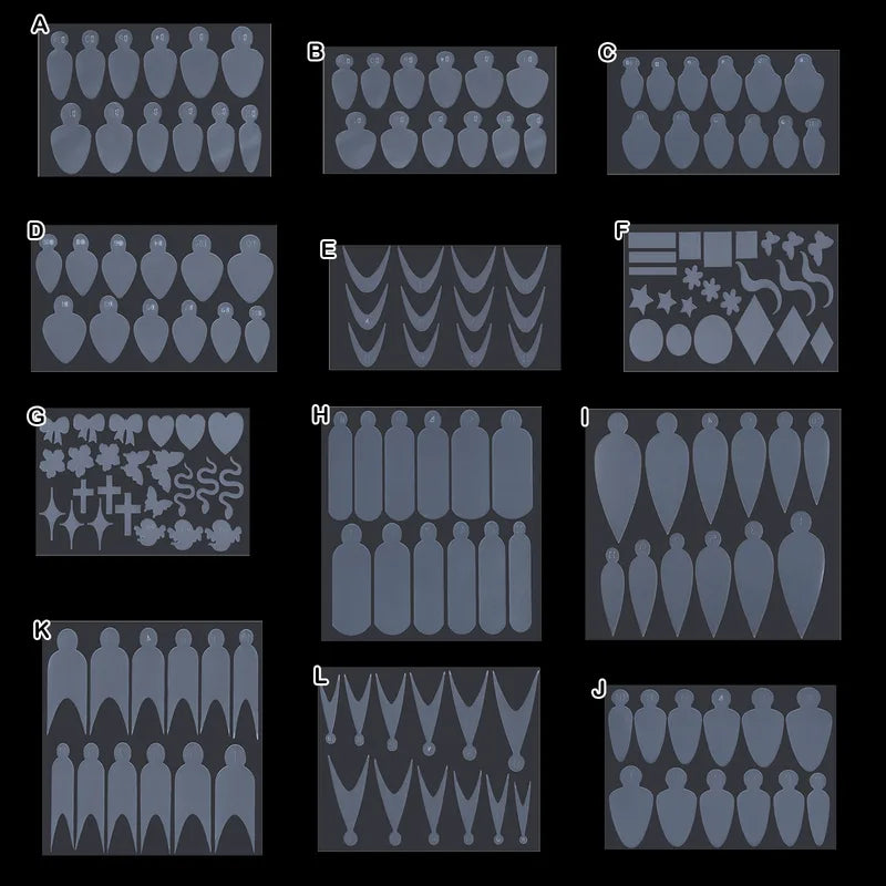 12pcs Matte Nail Art Paperless Tray Set for Manicure Decorations, Adhesive Nail Accessories