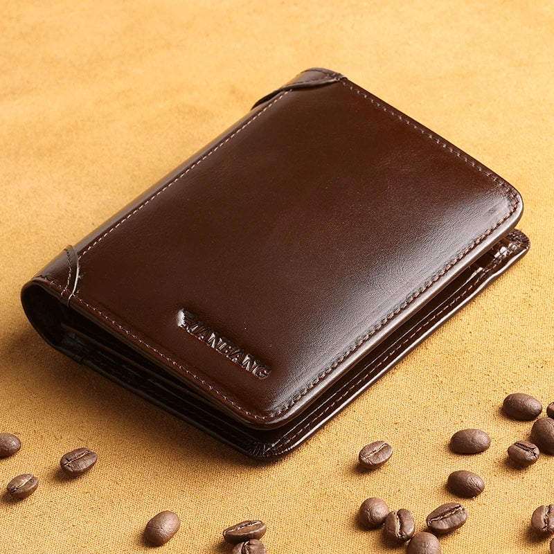 Men's Genuine Leather Wallet Short Card Holder with Classic Style