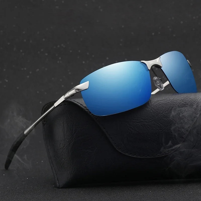 Men's Metal Sunglasses Half Frame Retro Driving Fishing Eyewear