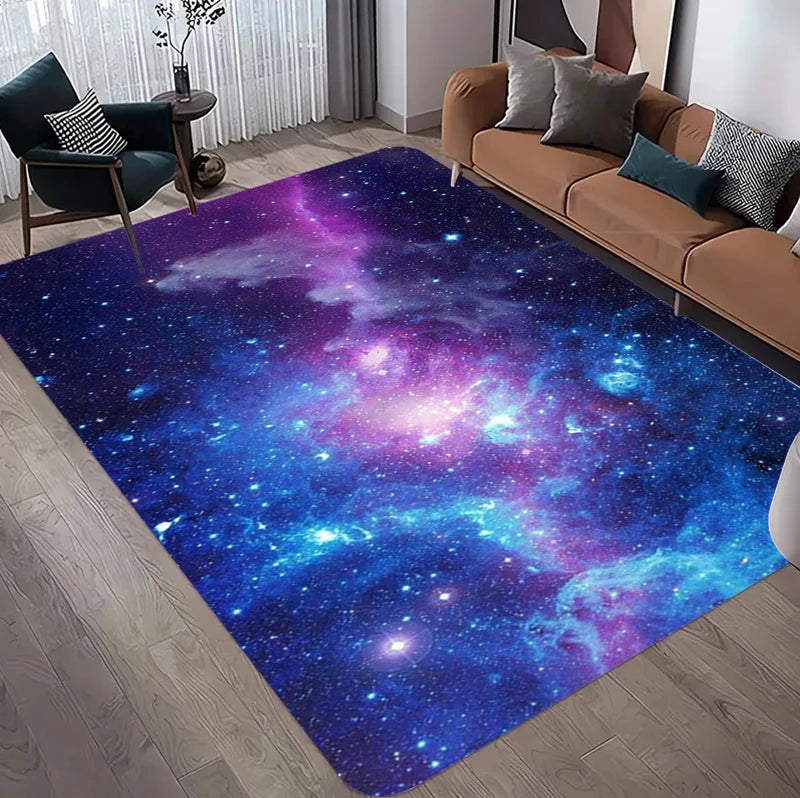 Large Cosmic Nebula Area Rug - Non-Slip Starry Night Floor Mat for Living Room & Bedroom
