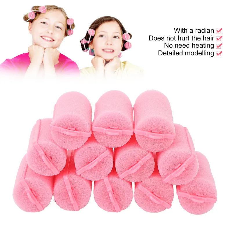 12pcs Foam Sponge Hair Curlers Set - Heatless Styling Rollers for Women