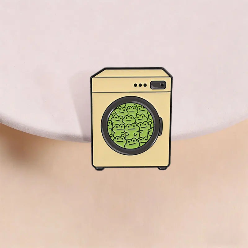 Frog Laundry Enamel Pins Cartoon Laundry Froggy Brooches Cute Jewelry Gift