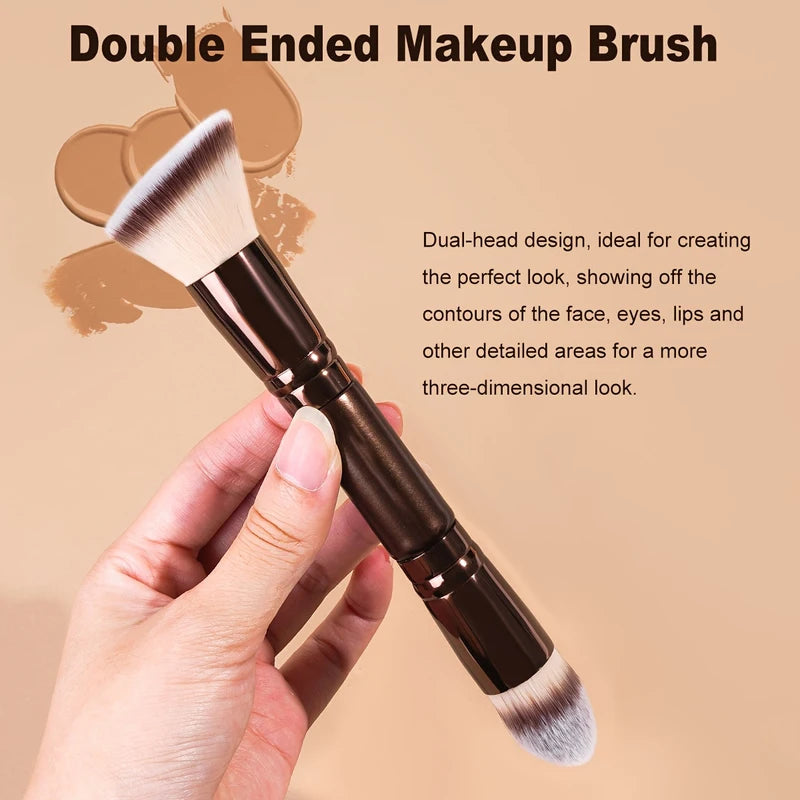 13-Piece Makeup Brush Set with Double-Ended Brushes, Soft Bristles & Aluminum Handles