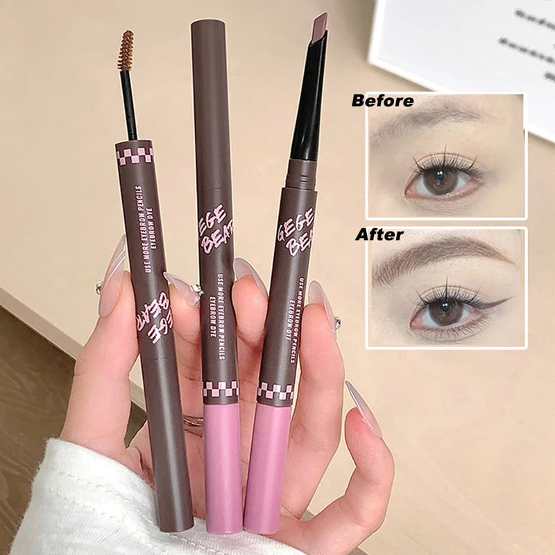 2-in-1 Eyebrow Pencil and Tinting Mascara - Waterproof Long-Lasting Natural Finish