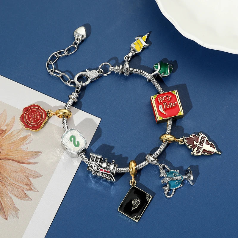 Movie-Themed Slytherin House Bracelet with Magical Charm Accessories