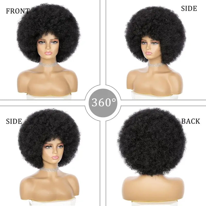 Full Wigs for Women Afro Kinky Curly Synthetic Wig Natural Look Party Cosplay