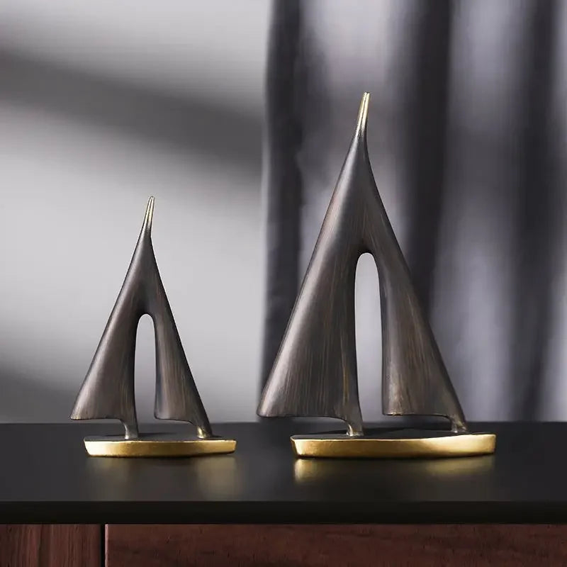 Sailboat Home Decor Ornament for Living Room & Bedroom Resin Craft Gift