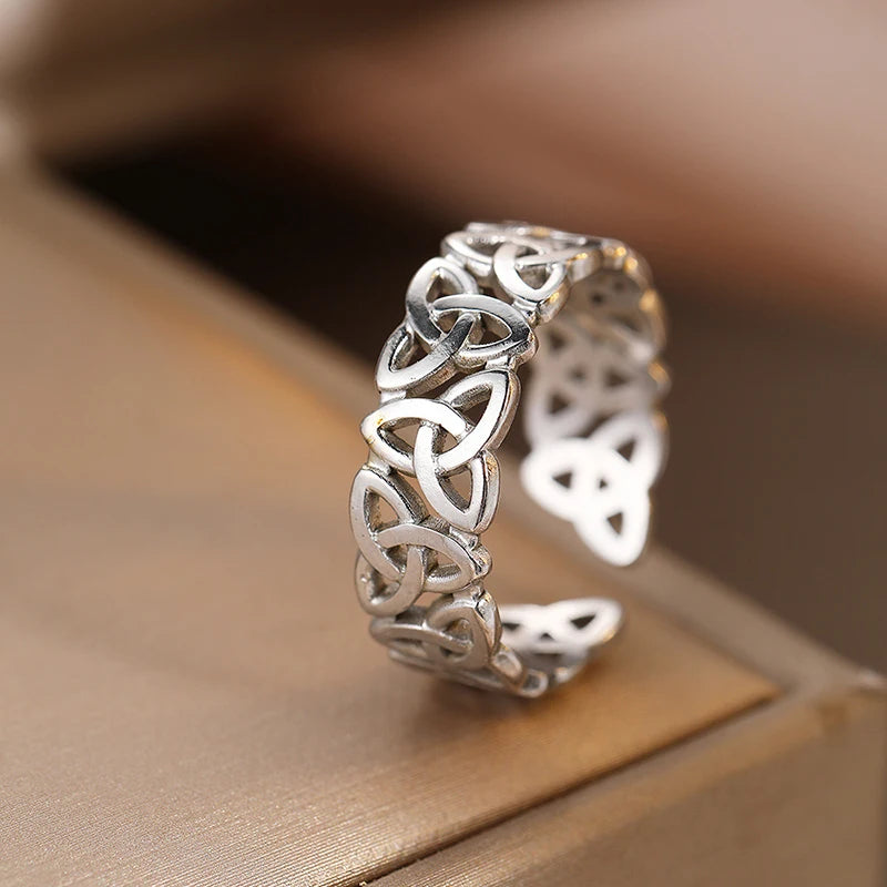 Adjustable Stainless Steel Knot Rings for Men Women Waterproof & Fading-Resistant Jewelry
