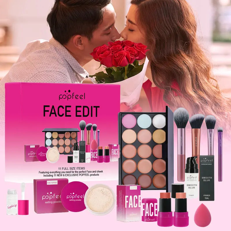 Valentine's Day Makeup Gift Set - All-in-One 11-Piece Cosmetic Kit for Women