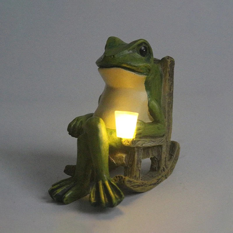 Outdoor Waterproof Frog Solar Garden Light - Resin Ground Lamp for Courtyards & Parks
