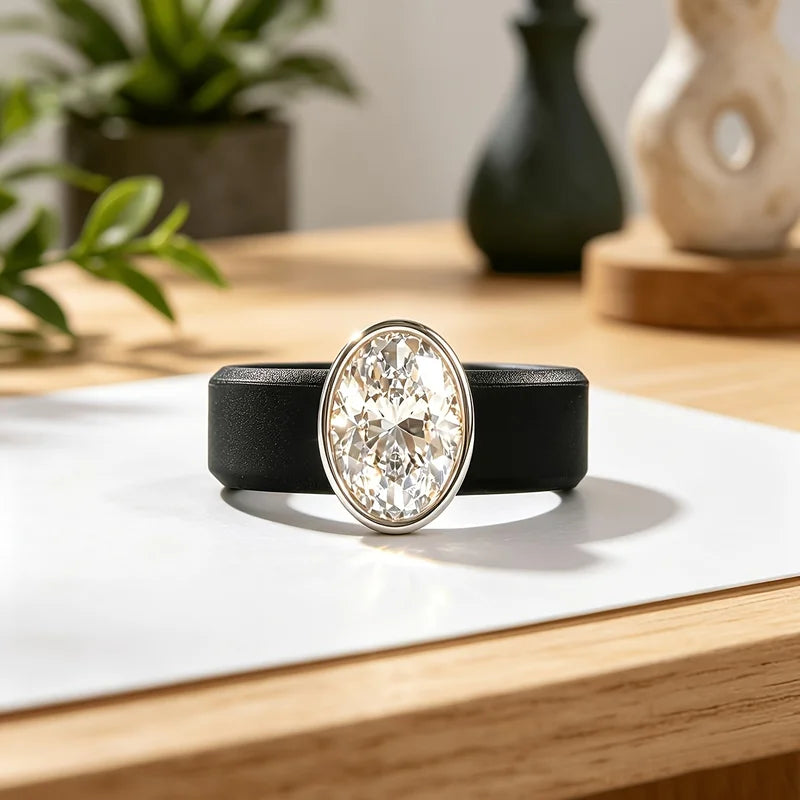 Sparkling CZ Black Silicone Ring - Wide Comfort Fit for Couples Wedding & Sport
