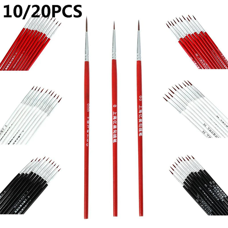 10Pcs Fine Hand Painted Nail Art Brushes Acrylic Painting Pens Set — Assorted Handle Colors