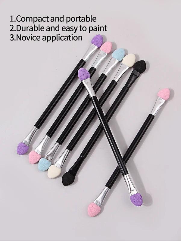 Professional Double-Head Eyeshadow Applicator Set - Mini Makeup Sponge & Brush