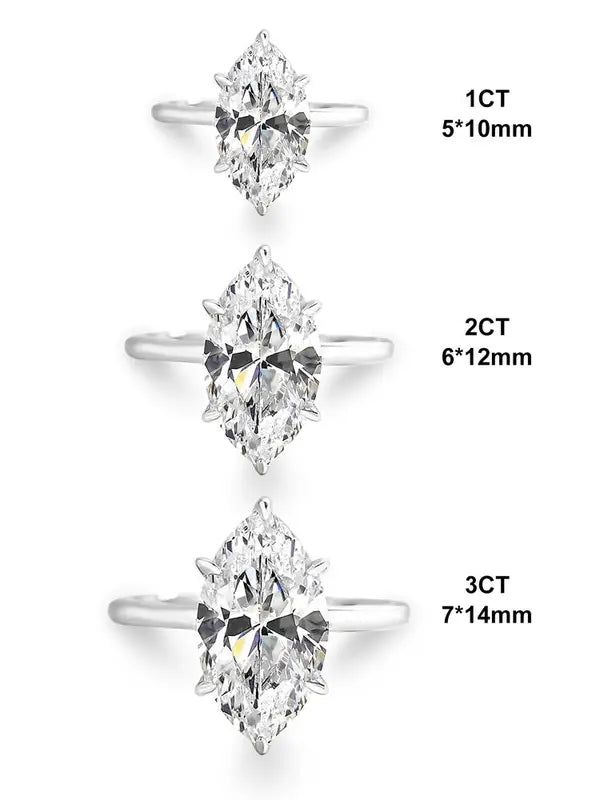 Sterling Silver Marquise Zircon Ring for Women - Engagement & Party Jewelry
