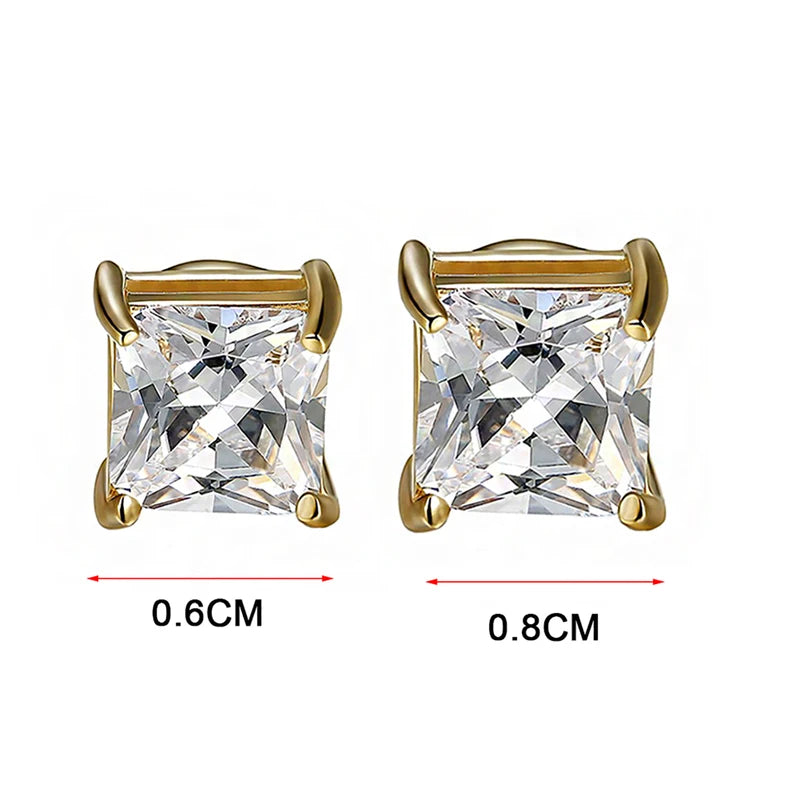 Magnetic Non Piercing Ear Stud Clip Earrings for Men Women - Zircon Round